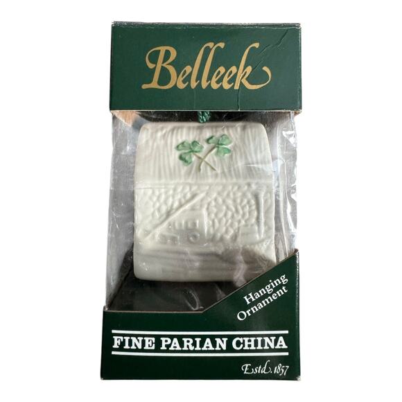 NWB Vintage Irish Belleek Porcelain Christmas ornament Clegga Boathouse in Box - Picture 6 of 14